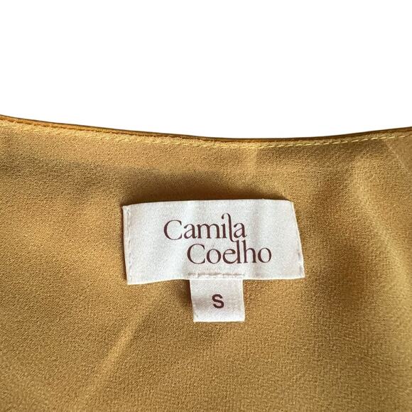 Camila Coelho Revolve Stella Golden Yellow One Sleeve Wrap Cocktail Mini Dress S - Picture 4 of 14